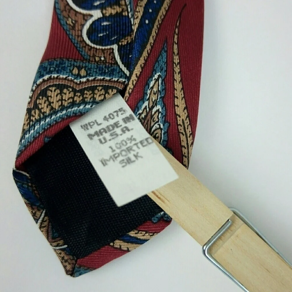 Wembly Red Blue Brown Paisley Silk Neck Tie
